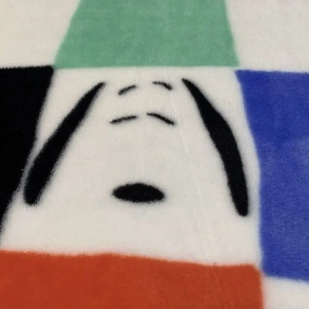 Snoopy Soft Throw Blanket Fleece Peanuts Charlie Brown Checkered Multicolor